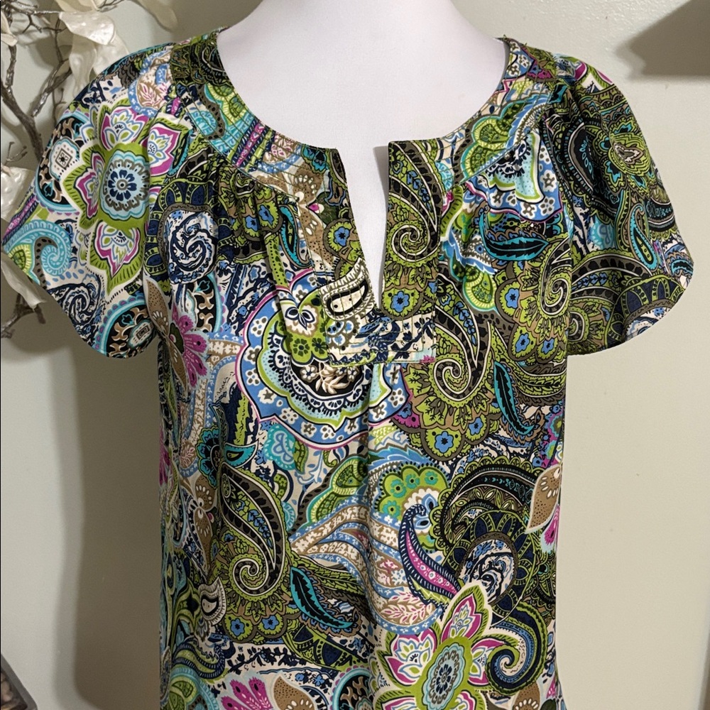 Talbots Multicolor Paisley Print Blouse - Picture 2 of 3
